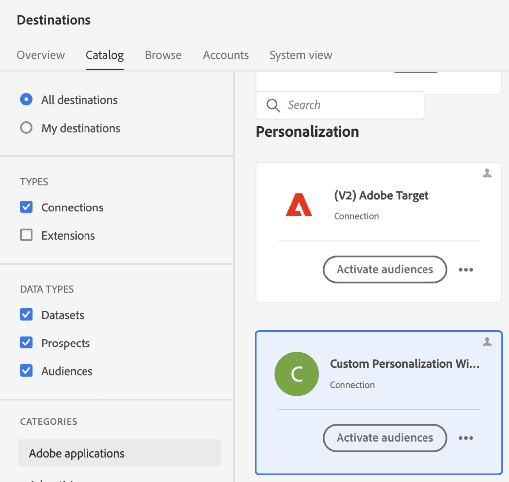 Custom Personalization Destination setup in RTCDP