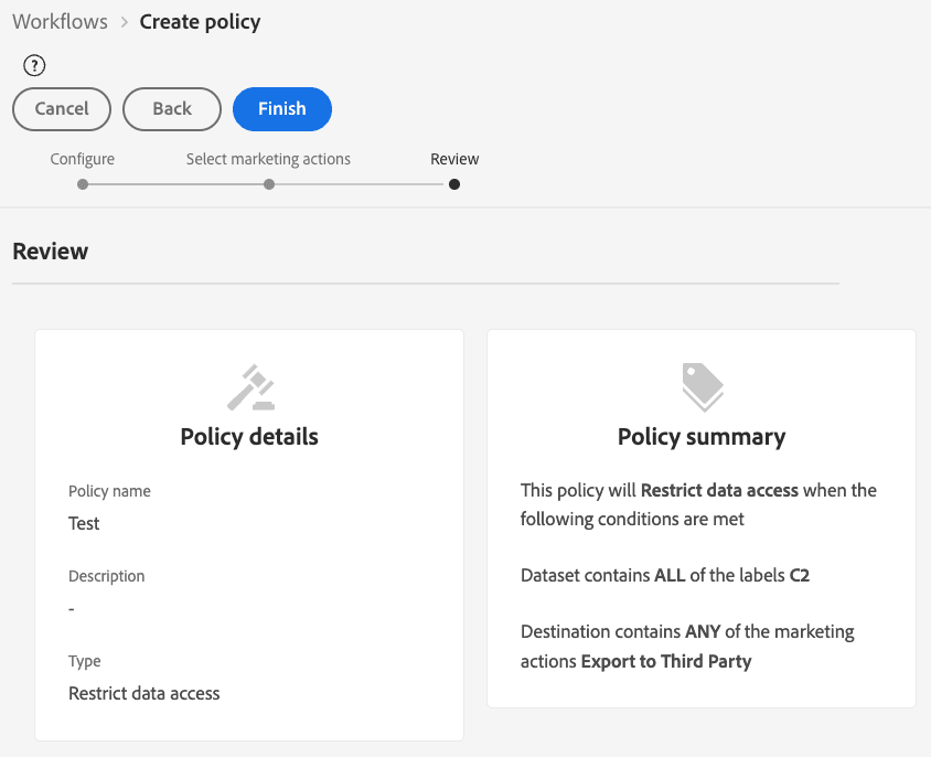 DULE policy enforcement example